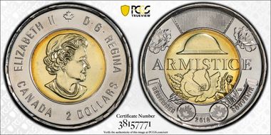 2018 $2 100th Ann. of Armistice MS65
