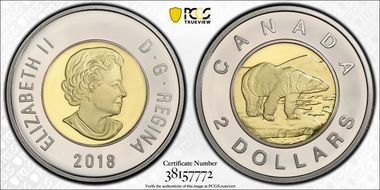 2018 $2 Polar Bear PR69DCAM