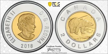 2018 $2 Polar Bear Ag PR69DCAM
