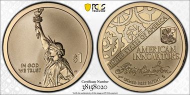 2018-S $1 American Innovation Rev PR Washington-Signed 1st Patent PR70