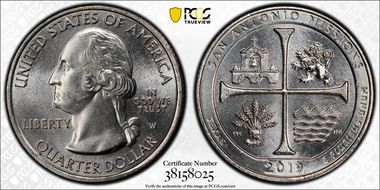 2019-W 25C San Antonio Missions NP Early Find MS64