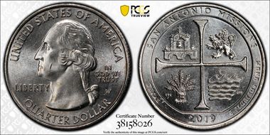 2019-W 25C San Antonio Missions NP Early Find MS65