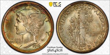 1916 10C Mercury MS67+ FB
