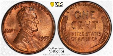 1955 1C Doubled Die Obverse MS64RD