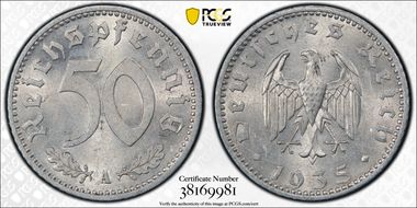 1935-A 50 Pfg J-368 MS62