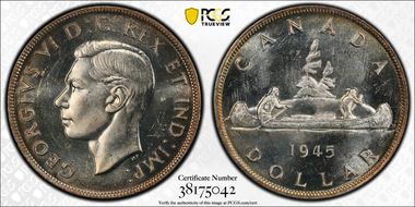 1945/5 S$1 Doubled HP MS63