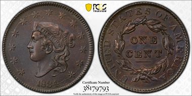 1834 1C N-5 MS63BN