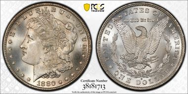 1880/9-S $1 VAM 11, 0/9 Overdate MS66+