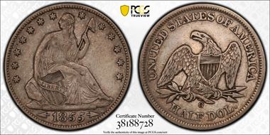 1855-O 50C Arrows XF40