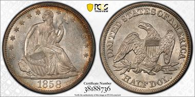 1858 50C AU58