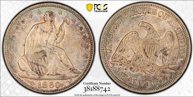 1860 50C WB-3, Type 1 Reverse AU58