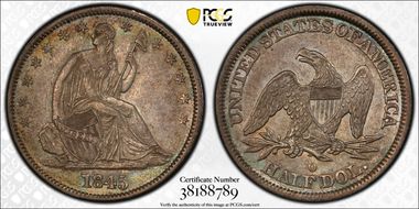 1845-O 50C No Drapery AU53