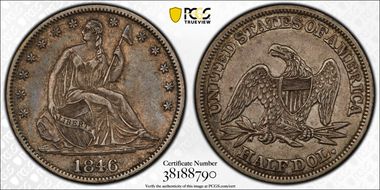 1846 50C Medium Date XF45