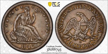 1846-O 50C Tall Date XF40