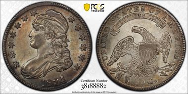 1834 50C Overton 106 AU58+