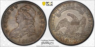 1820/19 50C Square Base 2 AU50