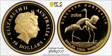 2008-P $50 Brolga PR67DCAM