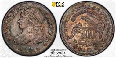 1814 10C Large Date AU58