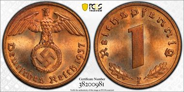 1937-F Pfg J-361 MS64+ RD