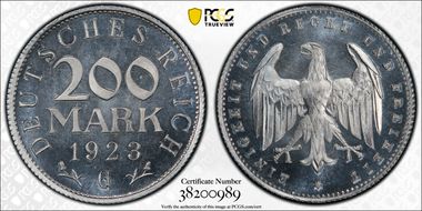 1923-G 200 Mk J-304 PR67CAM