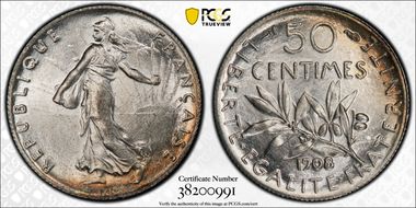 1908 50C Gad-420 F-190 MS65