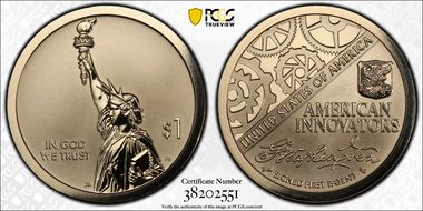 2018-S $1 American Innovation Rev PR Washington-Signed 1st Patent First Strike PR69