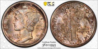 1916 10C Mercury MS67+ FB