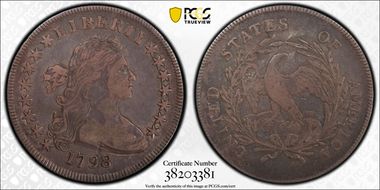 1798 $1 Small Eagle, 15 Stars VF30