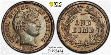 1892-S 10C MS63