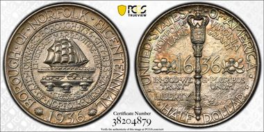 1936 50C Norfolk MS67+