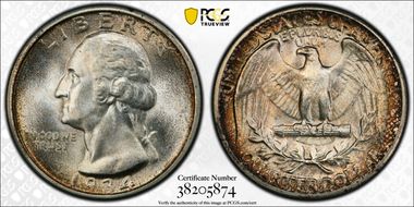 1934 25C Medium Motto MS67