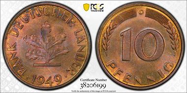 1949-G 10 Pfg J-378 MS65