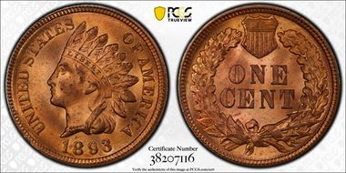 1893 1C MS65RD