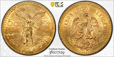 1921 50 Peso KM-481 Au MS62