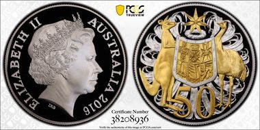 2016 50C Selective Gilt Silver 50th Ann. Decimal Currency PR70DCAM