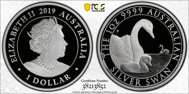 2019-P $1 Silver Swan PR70DCAM