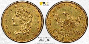 1834 $2.50 Classic MS61