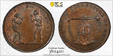 1796 Tk 1/2D DH-740 Middlesex, Spence's MS64BN