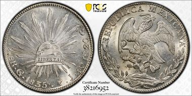 1835-Go PJ 8 R Go17 No Star on Cap MS64