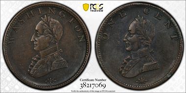 (ca. 1820) Tkn 1C Washington Double Head XF45BN