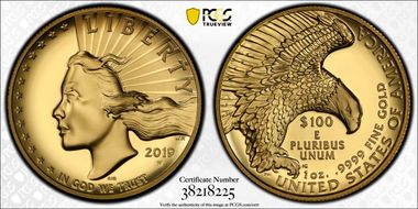 2019-W $100 High Relief Enhanced .9999 Fine First Strike SP69PL