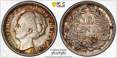 1944-P 10C Acorn privy mark MS64