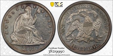 1868 50C WB-1 High Date AU55