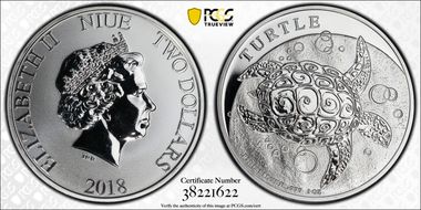 2018 $2 Hawksbill Turtle MS68