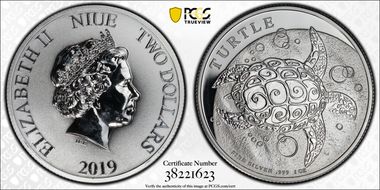 2019 $2 Hawksbill Turtle MS69