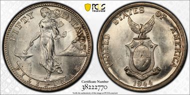 1944-S 50C KM-183  Ag MS62