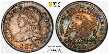 1814 10C JR-3 Large Date AU50