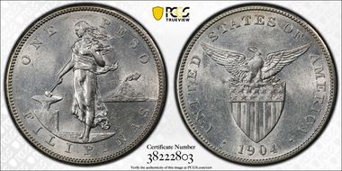 1904-S Peso AU58