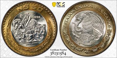 1995-Mo 50 Peso Niños Heroes KM-571  Ag / AlBr MS66