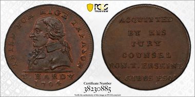 1794 Tk 1/2D DH-1024 Middlesex, Hardy MS63BN